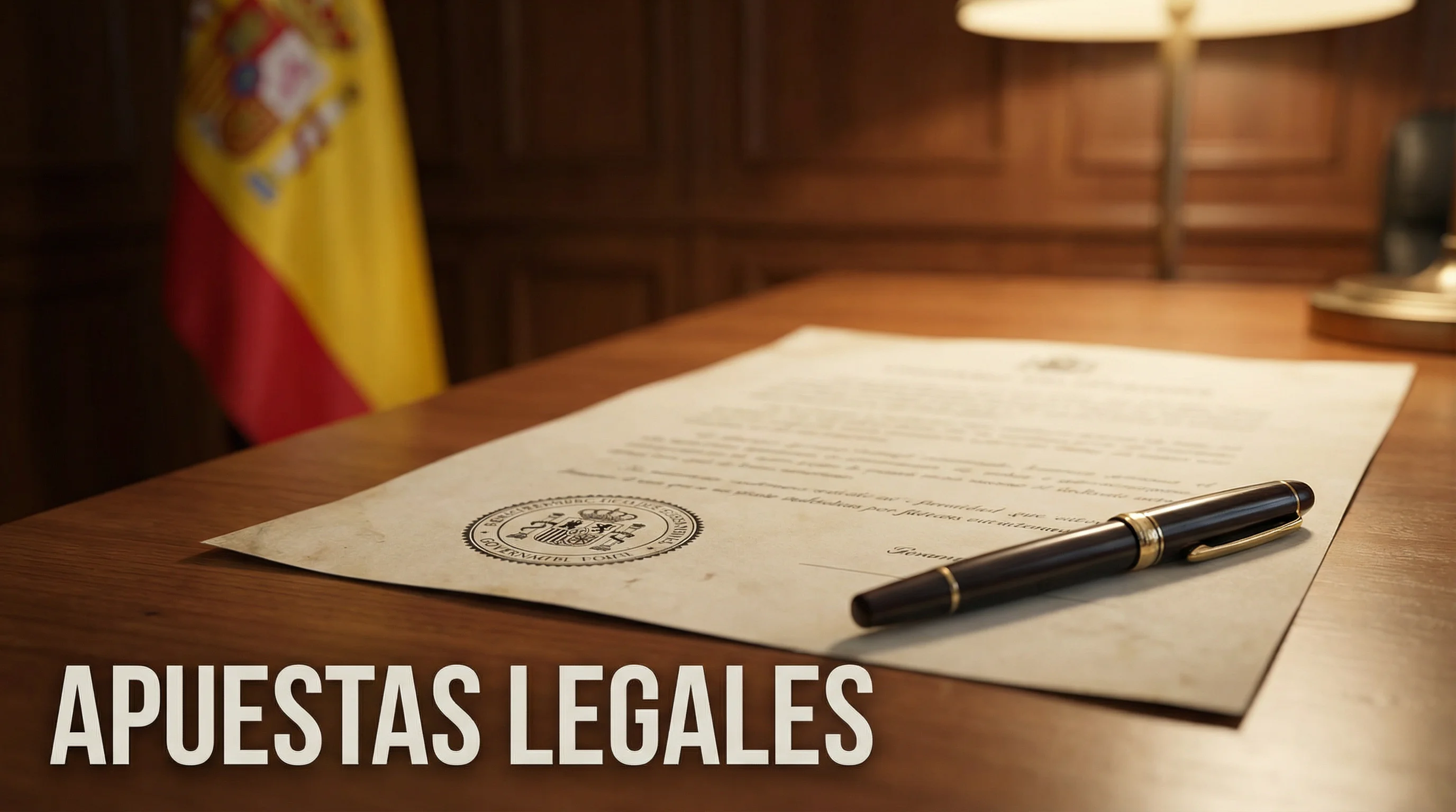 Documento oficial con sello de la DGOJ sobre un escritorio representando la regulación de apuestas en España