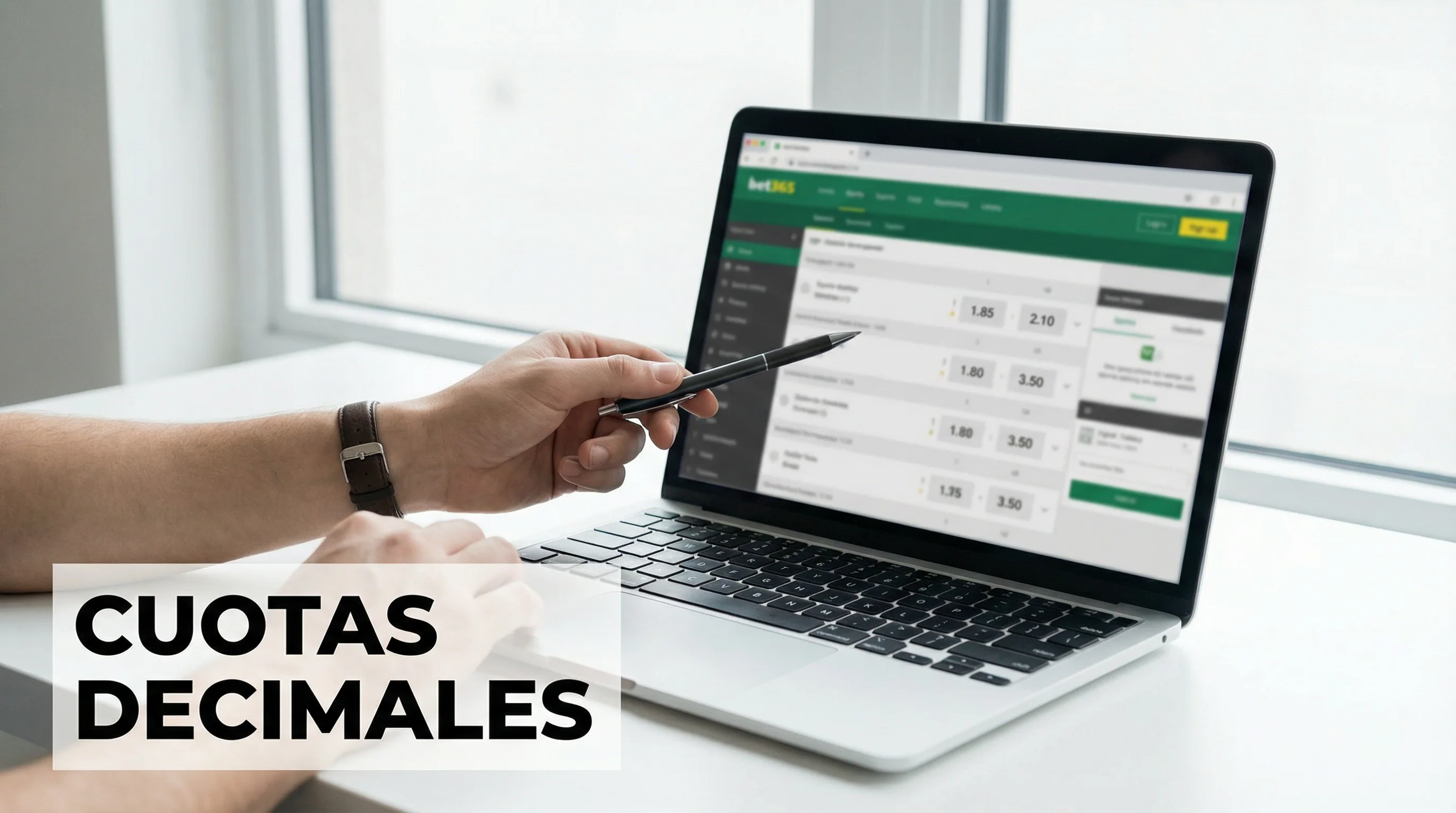 Pantalla de ordenador mostrando cuotas decimales de partidos de fútbol en una casa de apuestas