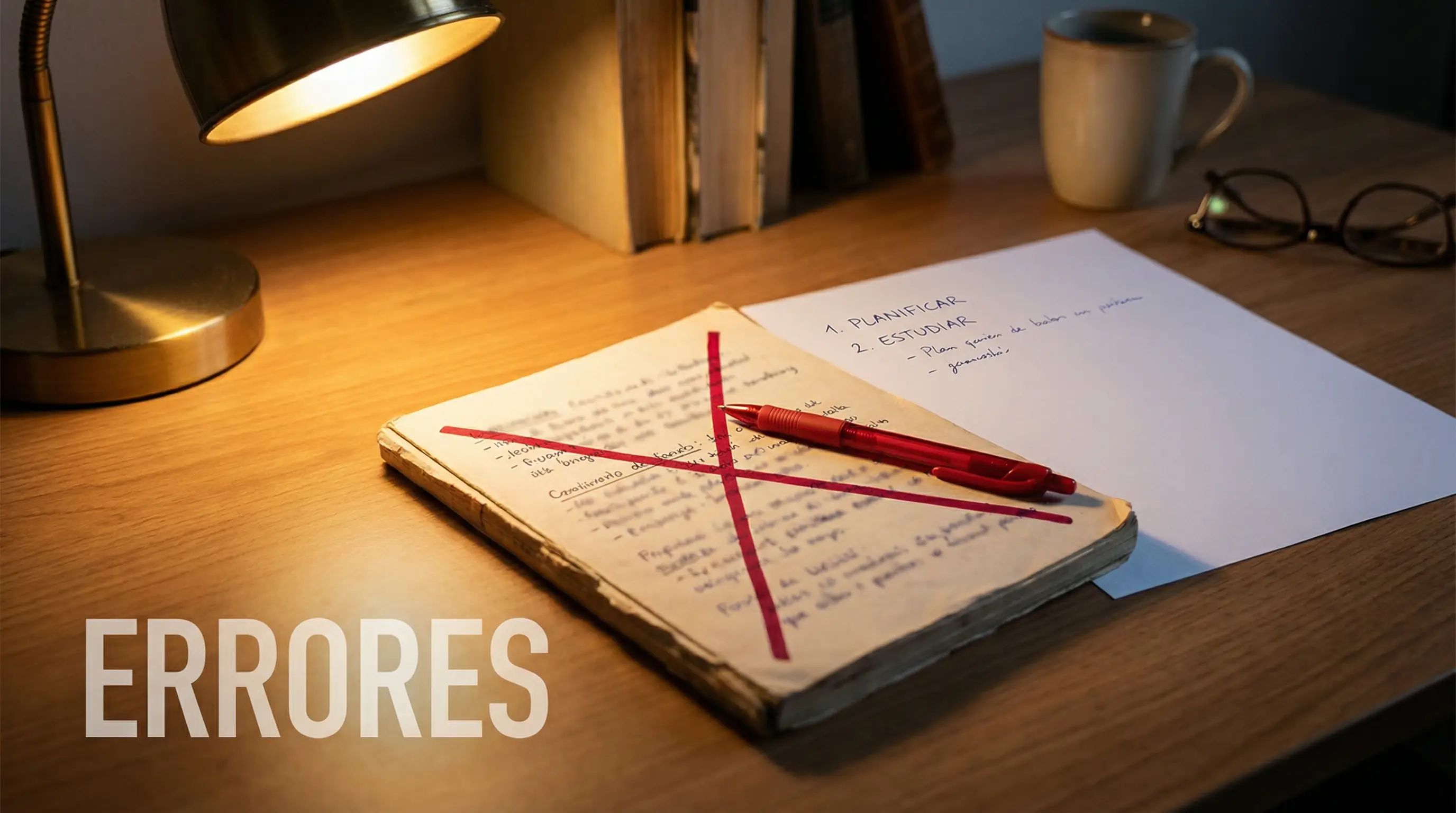 Cuaderno con errores de apuestas tachados representando la corrección de malos hábitos del apostador